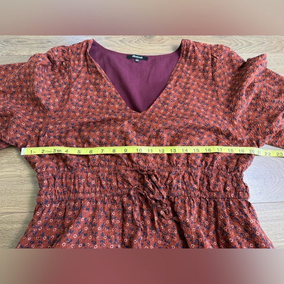 Madewell Sophia Tie-Front Midi Dress in Teaberry Floral Size XXL Fall Autumn - Picture 10 of 11